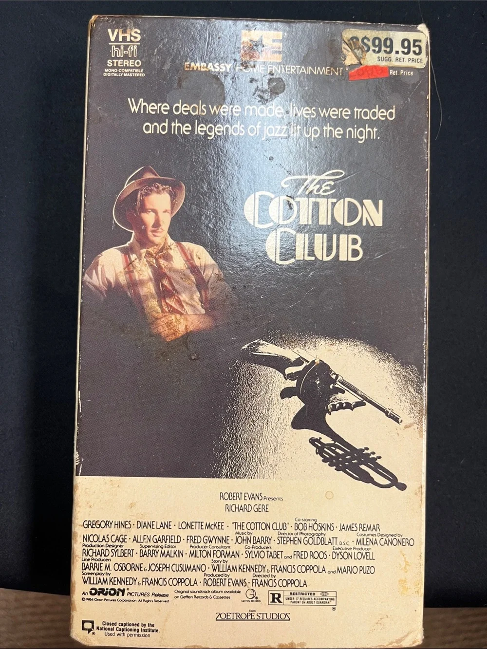 Vintage VHS Tape - The Cotton Club (Black & Cream)